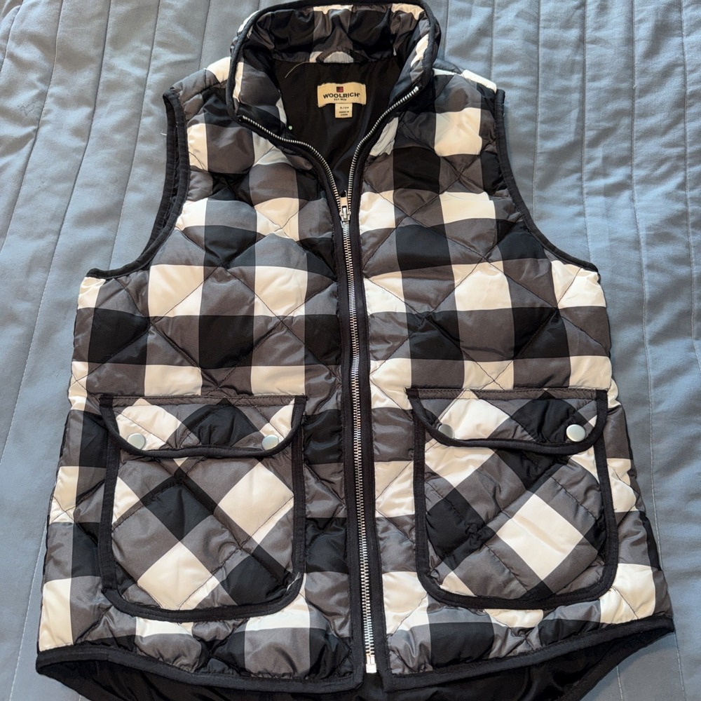 Woolrich Vest Women's Size Small Duck Down Buffalo Plaid Check Puffer Vest